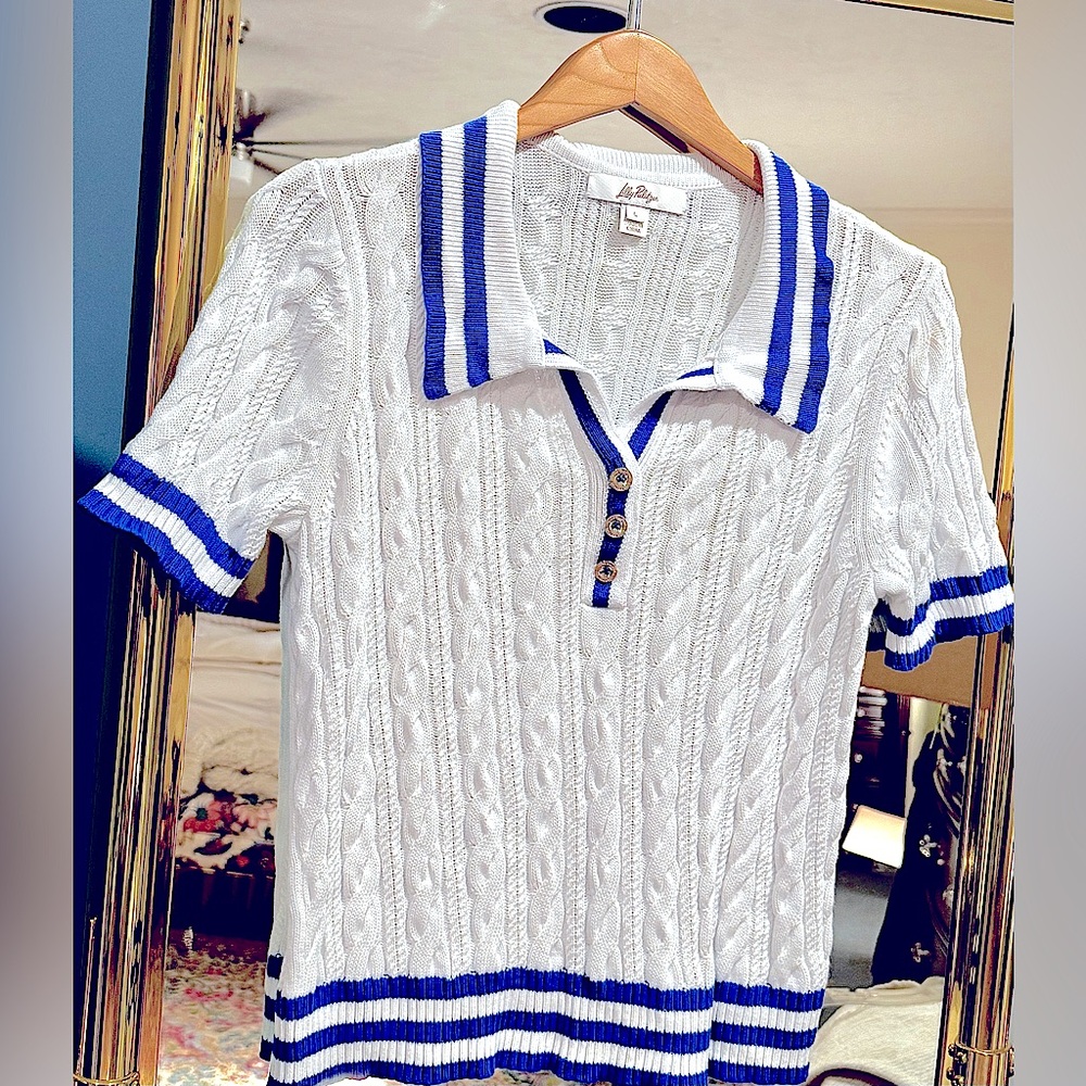 Lilly Pulitzer White Cable Knit Sweater